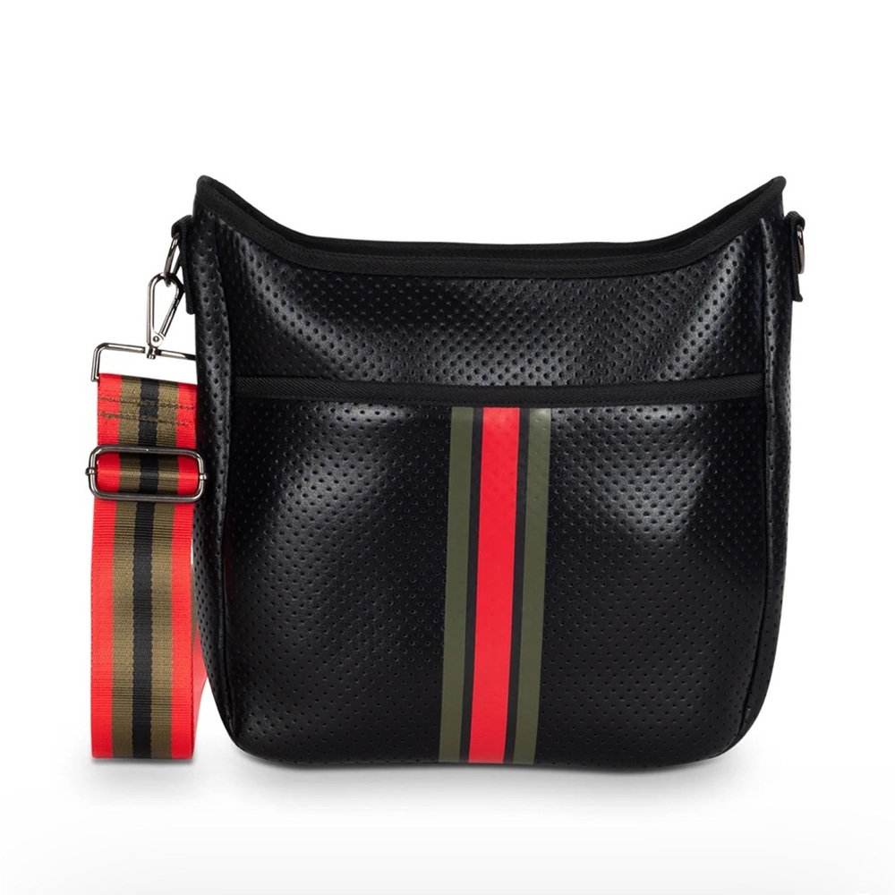 HAUTE SHORE Blake Bello Neoprene  Perforated Bag with Striped Strap